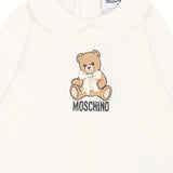 Moschino Kids Tutina Panna in Cotone con Colletto e Stampa Teddy Bear Unisex per Neonati
