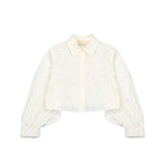 Elisabetta Franchi La Mia Bambina Camicia Avorio con Ricamo Logo per Bambine