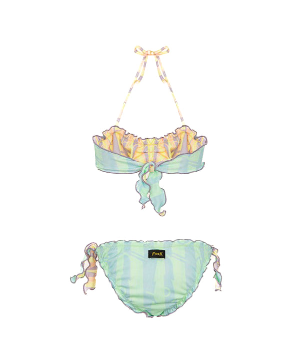 Effek Costume Bikini Fascia Multicolor Reversibile per Bambine
