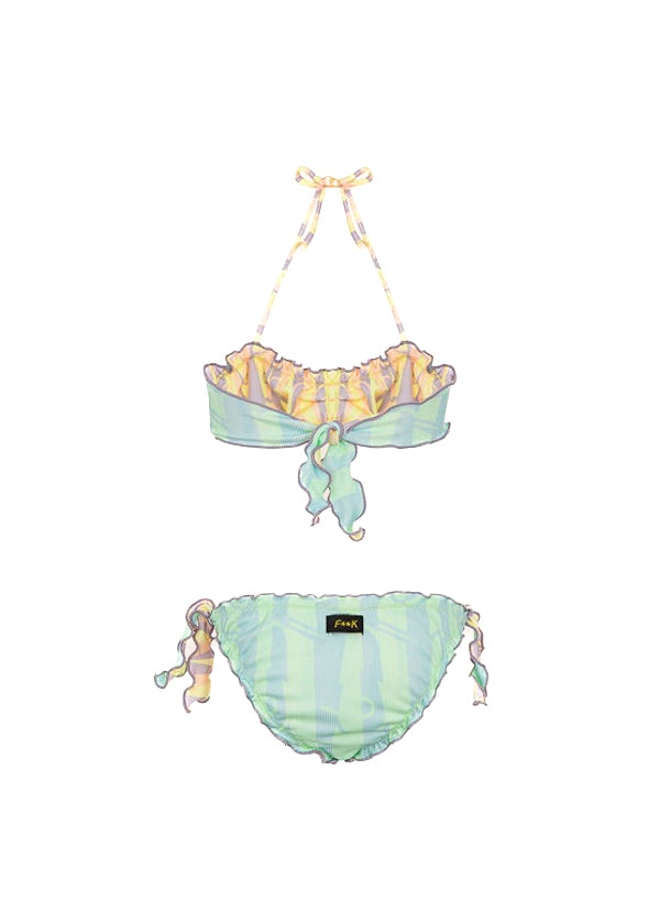Effek Costume Bikini Fascia Multicolor Reversibile per Bambine
