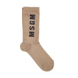 MSGM Kids Calzini Beige con Logo