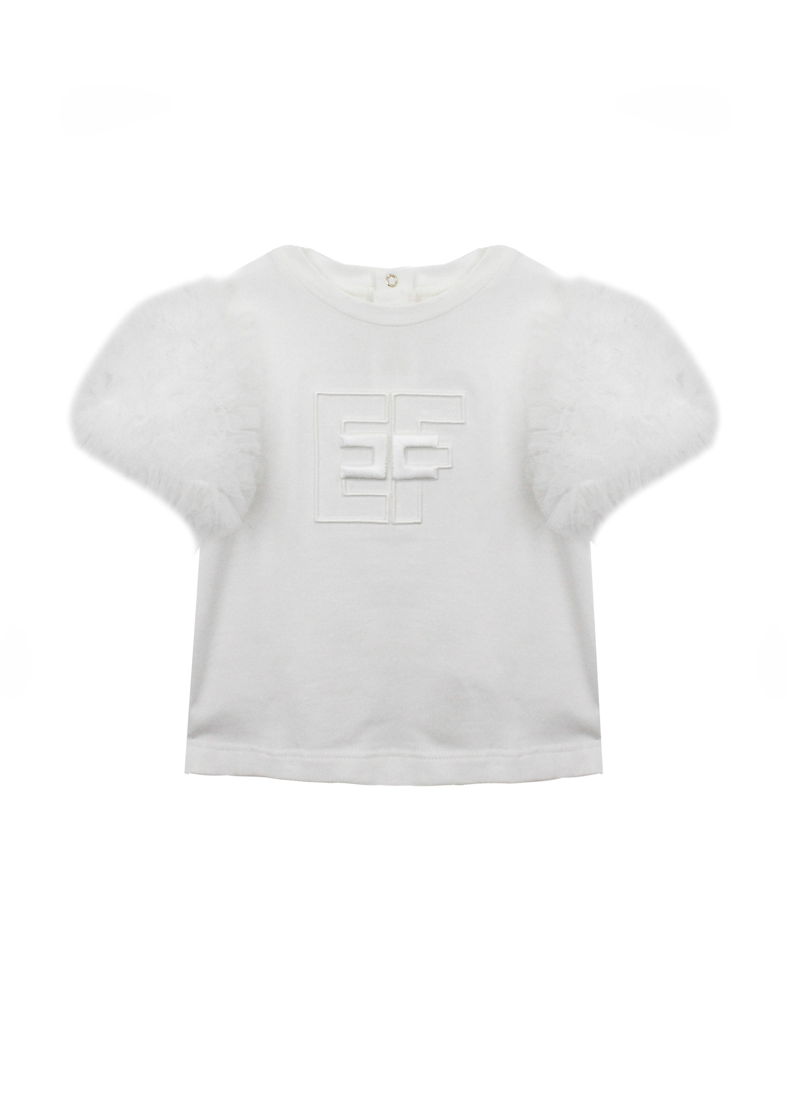 Elisabetta Franchi La Mia Bambina T-Shirt Panna con Logo per Neonate (fronte)