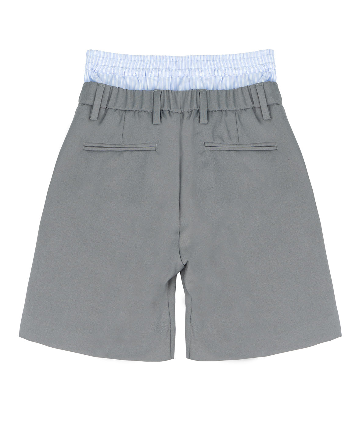 I'm Brian Kids Short Grigio con Dettaglio Celeste a Righe per Bambini