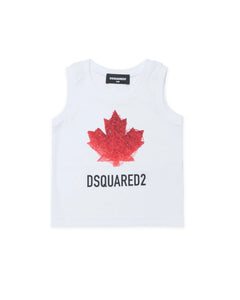 Dsquared2 Kids Canotta bianca con Stampa Logo a Contrasto Unisex per Neonati