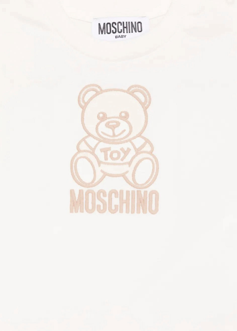 Moschino Kids T-shirt Panna con Ricamo Teddy per Neonati