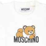 Moschino Kids Abito Panna con Stampa Teddy Bear con Ruches per Neonate (dettaglio)