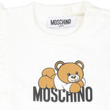 Moschino Kids Abito Panna con Stampa Teddy Bear con Ruches per Neonate (dettaglio)