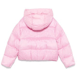 Moschino Kids Giubbino Rosa con Intarso Logo per Bambine (retro)