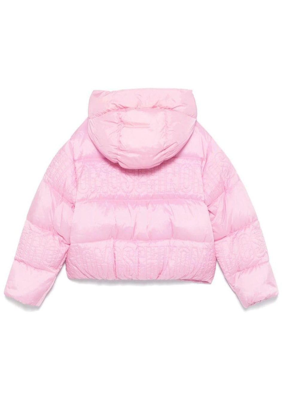 Moschino Kids Giubbino Rosa con Intarso Logo per Bambine (retro)