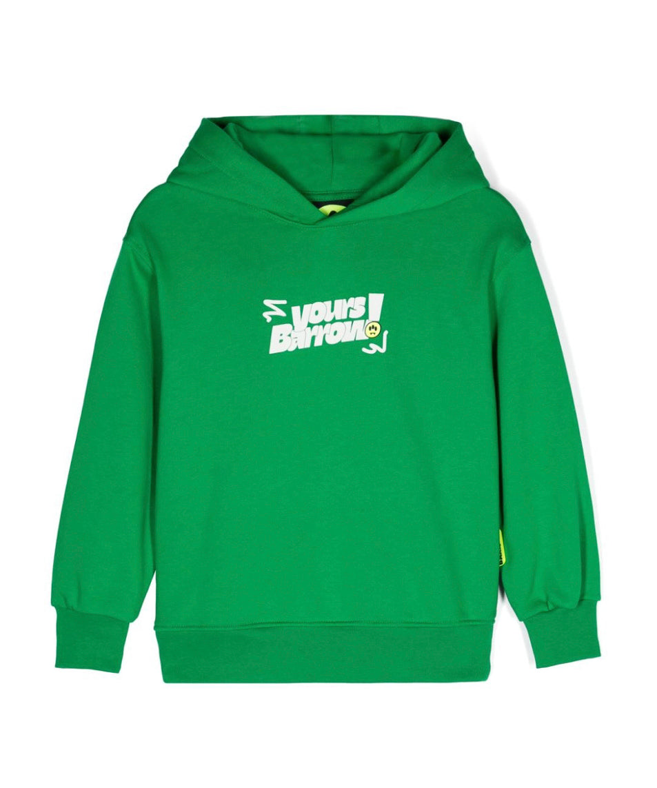Barrow Kids Felpa con Cappuccio Verde con Stampa per Bambini