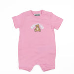 Moschino Kids Pagliaccetto Rosa con Bottoni Apertura Spalla e Stampa Logo Teddy per Neonate