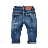 Dsquared2 Kids Jeans Denim Blu con Lavaggio effetto " Vernice" per Neonati