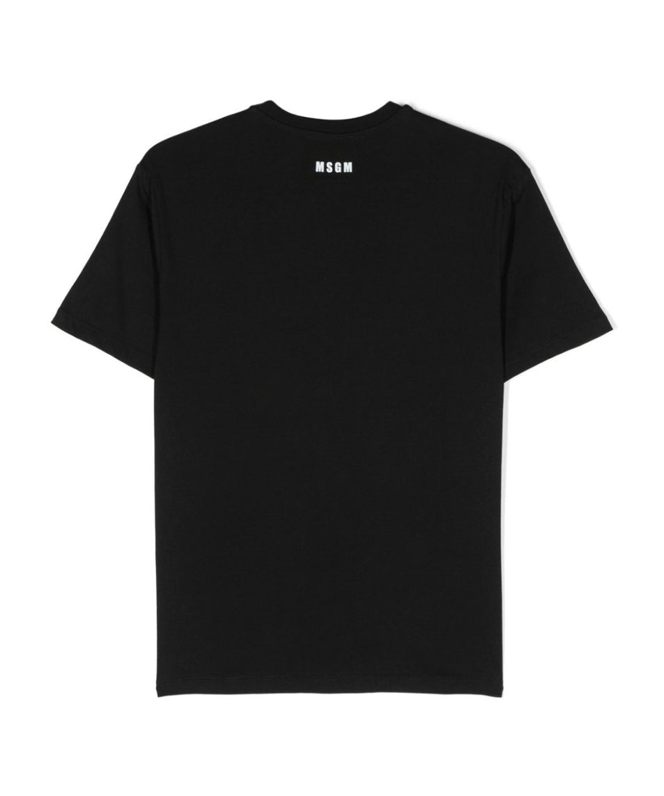 MSGM Kids T-Shirt Nera con Stampa per Bambini