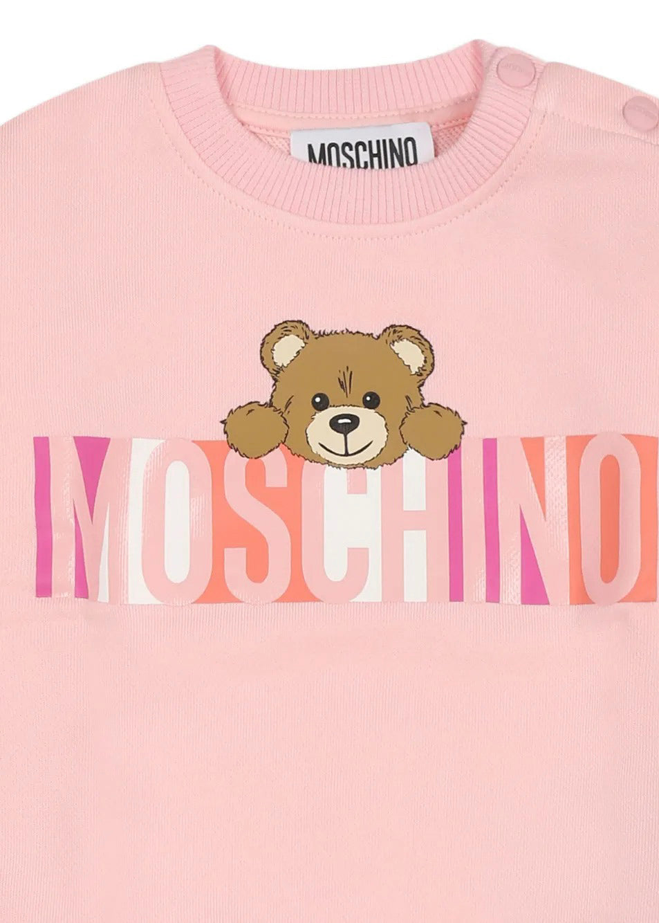 Moschino Kids Felpa Rosa con Stampa Colorful per Neonate