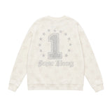 Art Super Money Kids Felpa Bianco Fantasia Stelle Stampa Grillz Strass per Bambini