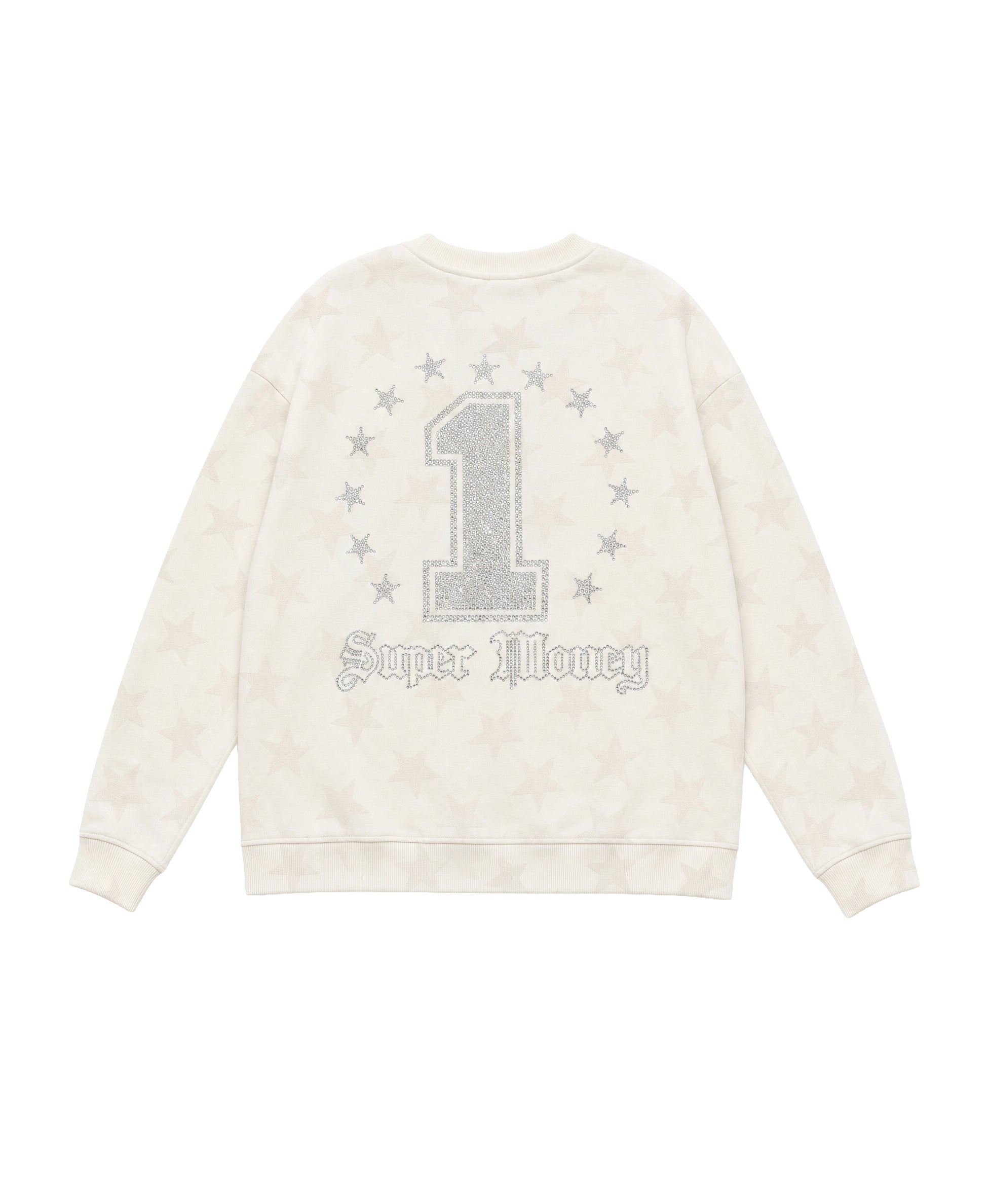 Art Super Money Kids Felpa Bianco Fantasia Stelle Stampa Grillz Strass per Bambini