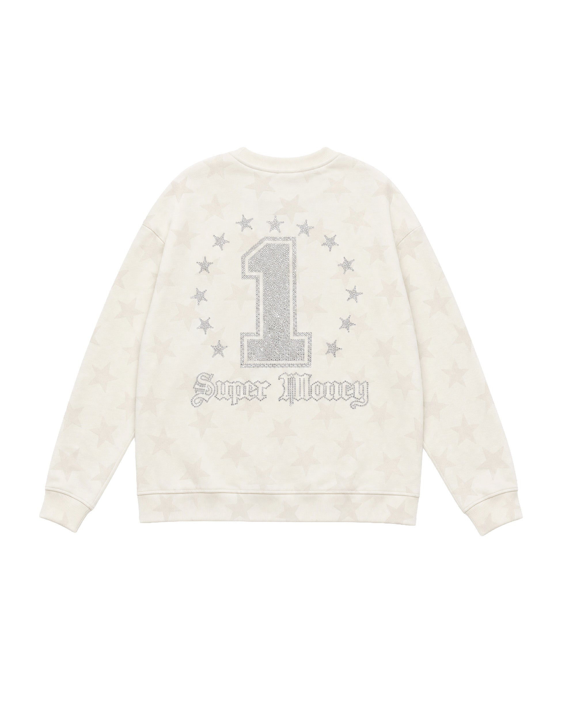 Art Super Money Kids Felpa Bianco Fantasia Stelle Stampa Grillz Strass per Bambini