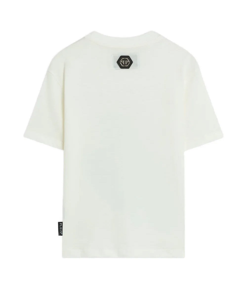 Philipp Plein Kids T-Shirt Bianco con Stampa Grafica per Bambine