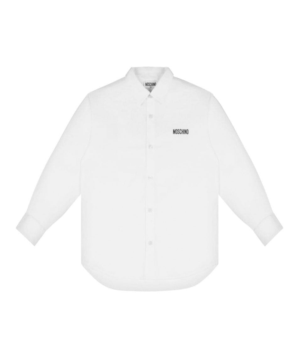 Moschino Kids Camicia Bianca con Stampa Codice a Barre per Bambine