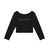 Hinnominate Kids Maglia Nera a Maniche Lunghe Nera e Logo Strass per Bambine