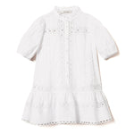 Twinset Kids Abito Bianco Ricamato per Bambine