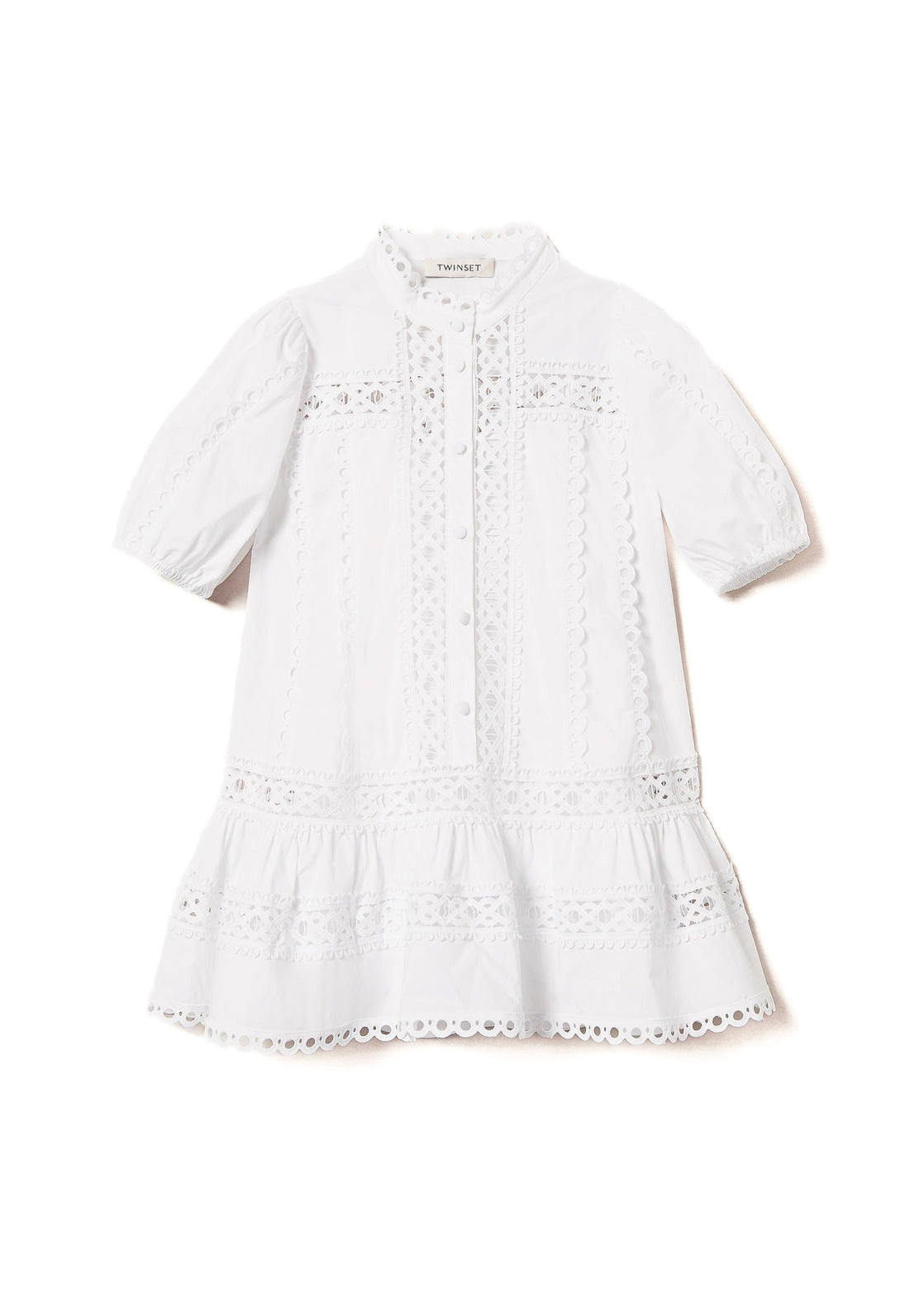 Twinset Kids Abito Bianco Ricamato per Bambine