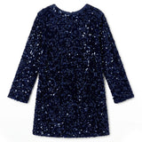 Elisabetta Franchi La Mia Bambina Abito con Pailettes Blu con Fiocco per Bambine