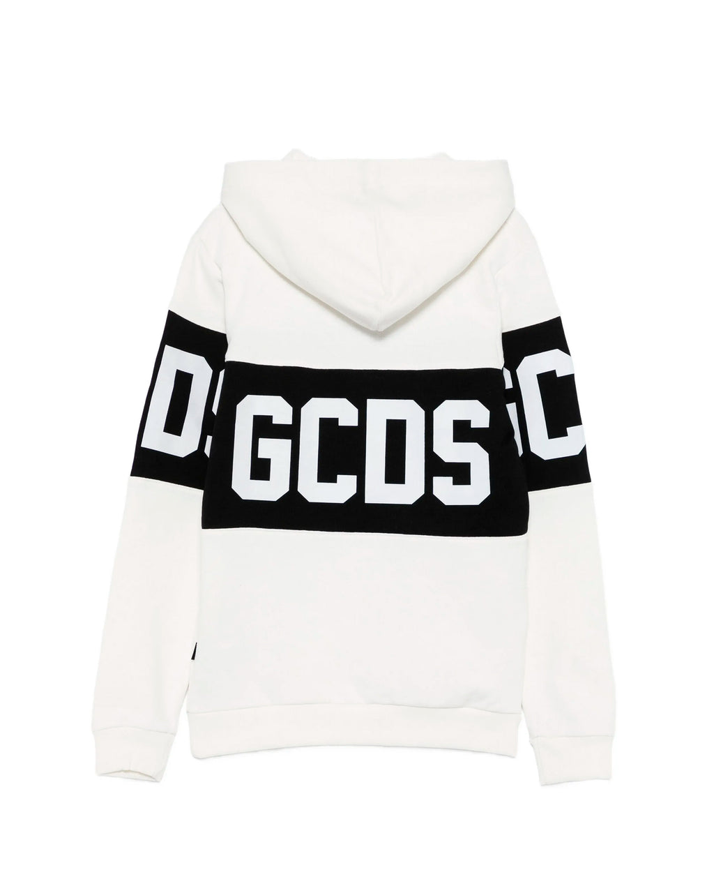 Gcds Kids Felpa con Cappuccio Panna Unisex con Stampa GCDS a Contrasto per Bambini