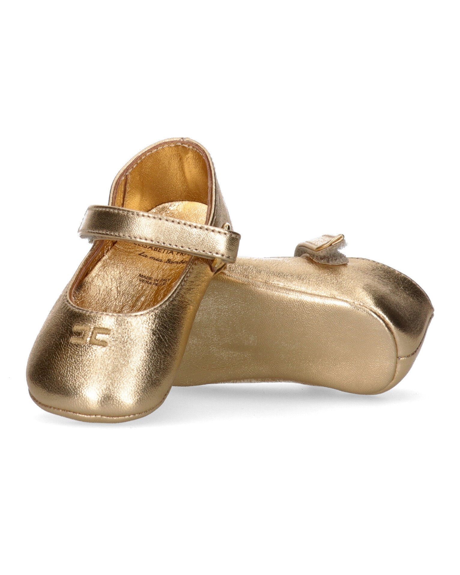 Elisabetta Franchi La Mia Bambina Ballerine oro con Strass per Neonate