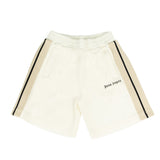 Palm Angels Kids Short Bianco con Logo Nero per Bambini