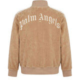 Palm Angels Kids Felpa con Zip Cammello con Logo per Bambini