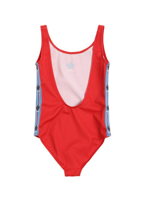 Dsquared2 Kids Costume Monokini Rosso con Bande per Bambine
