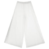 Pinko Kids Pantaloni Bianchi Wide Leg con Banda Logo per Bambine