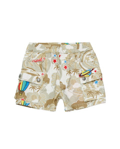 Diesel Kids Short Sabbia con Fantasia e Tasconi per Neonati