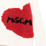 MSGM Kids Maglione Crema con Ricamo Cuore per Bambine (dettaglio)