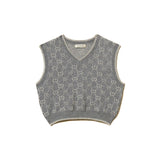 Twinset Kids Gilet Grigio con Motivo Multi Logo per Bambine
