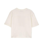 MSGM Kids T-Shirt Crop Crema con Stampa Logo per Bambine (retro)