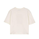 MSGM Kids T-Shirt Crop Crema con Stampa Logo per Bambine (retro)