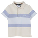 Hugo Boss Kids Polo Sabbia con Bande Viola e Lilla per Neonati