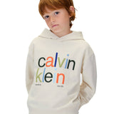 Calvin Klein Kids Felpa con Cappuccio WhiteCap Gray per Bambini