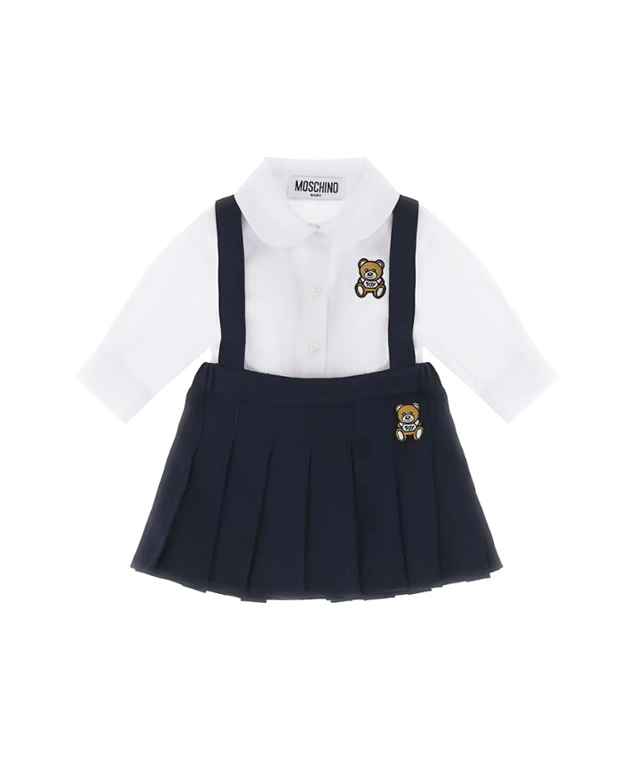 Moschino Kids Salopette con Camicia per Neonate
