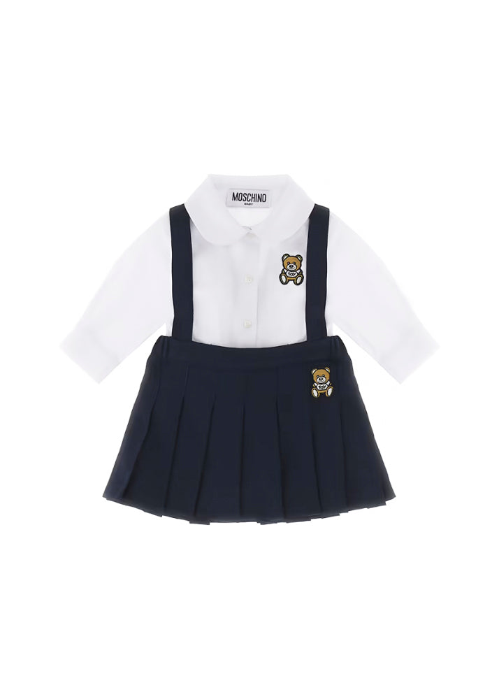 Moschino Kids Salopette con Camicia per Neonate