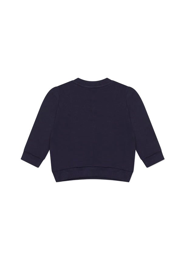 Moschino Kids Felpa Girocollo Navy con Stampa per Neonati