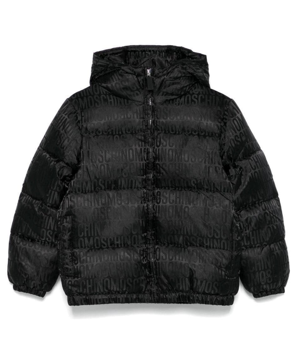Moschino Kids Giubbino Nero con Logo Jacquard per Bambini