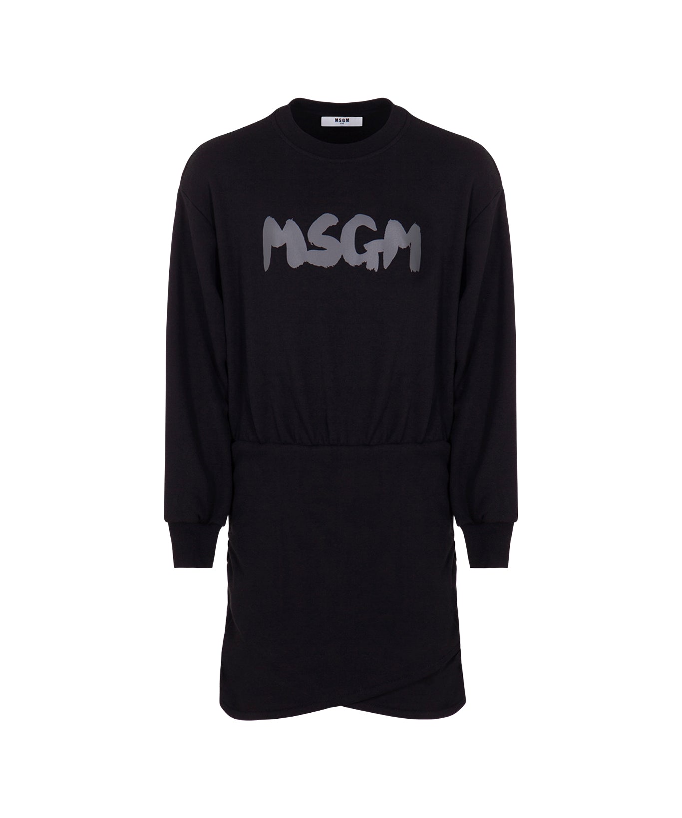 MSGM Kids Abito Nero in Felpa con Logo Bambine