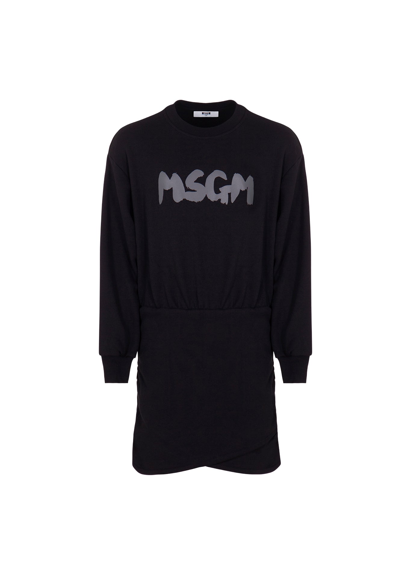 MSGM Kids Abito Nero in Felpa con Logo Bambine