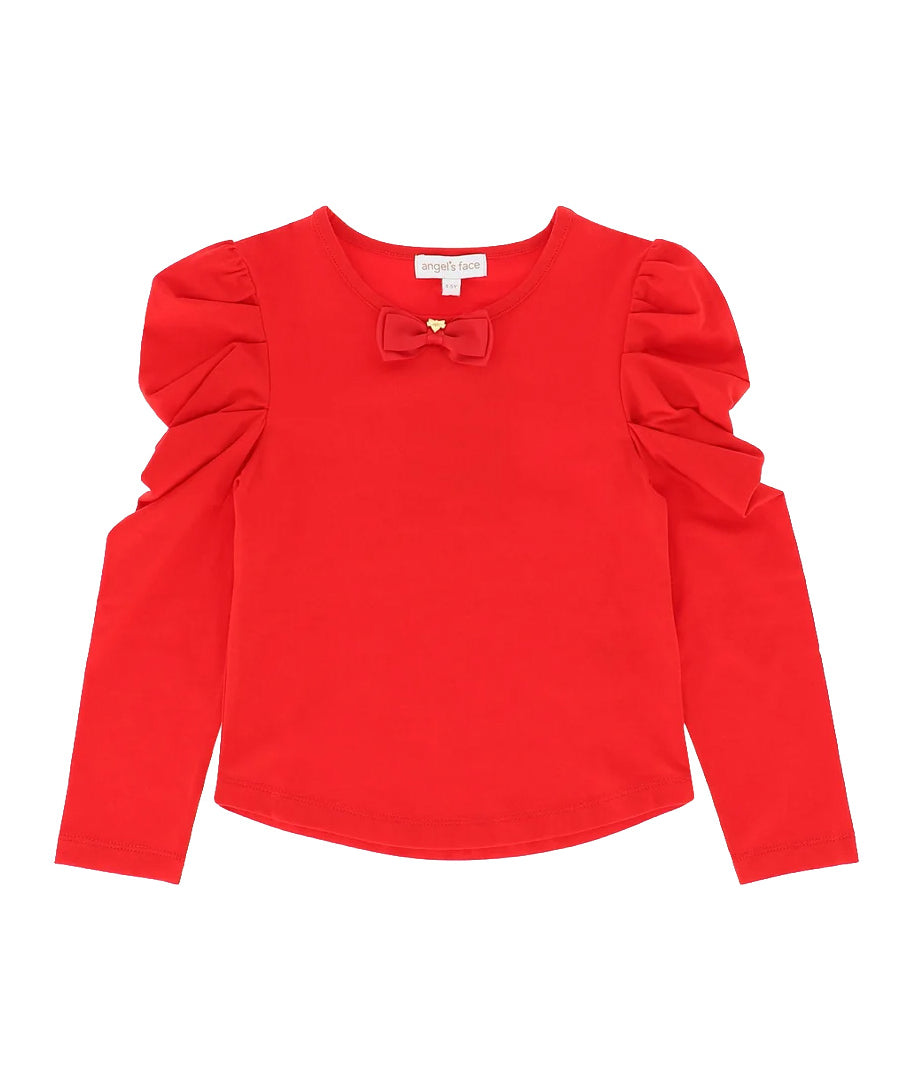 Angel's Face T-shirt Rossa con Fiocco per Bambine