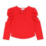 Angel's Face Top Rosso con Fiocco per Bambine
