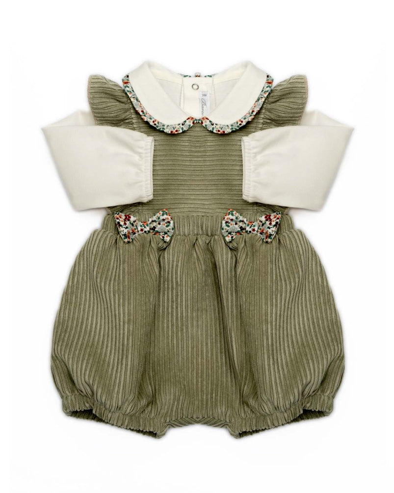 Barcellino Kids Completo Panna/Verde (Maglia a Body) per Neonate