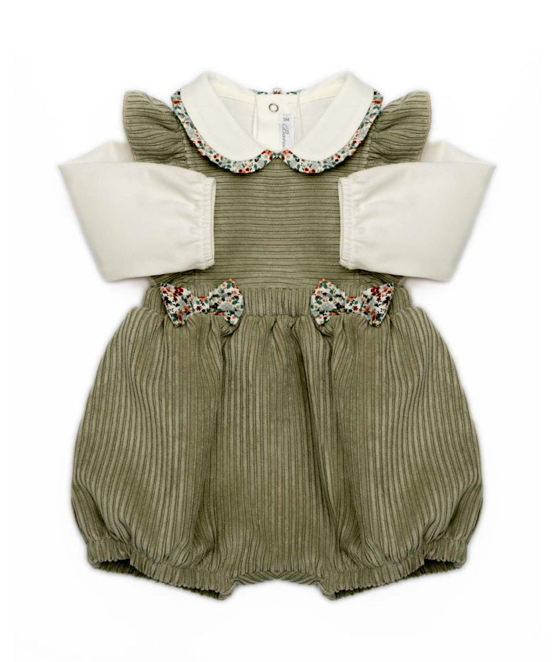 Barcellino Kids Completo Panna/Verde (Maglia a Body) per Neonate
